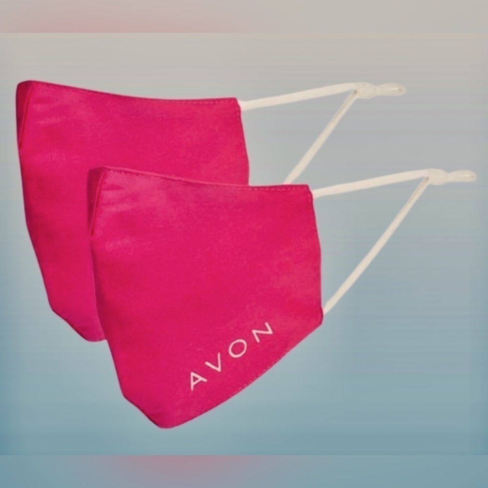 😷 2- AVON FACE MASKS Fashion With Filter Pocket Limited Edition Rare Old Stock